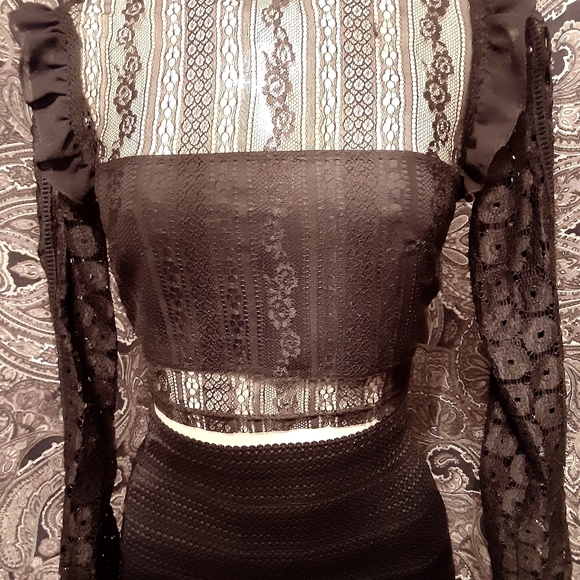 Black Lace Gothic Victorian Top - Picture 2 of 4
